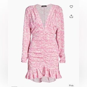 New Isabel Marant Lara silk Pink Floral Ruched Dress